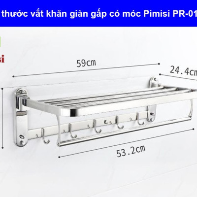 Kệ giá treo khăn tắm dán tường trong nhà vệ sinh Pimisi PR-011WM inox 304 giàn đa năng có kèm keo dán | hàng chính hãng