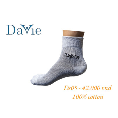 Vớ Trung DS02 Thương Hiệu Davie Chất Liệu 100% Cotton, Co Giãn Và Kháng Khuẩn