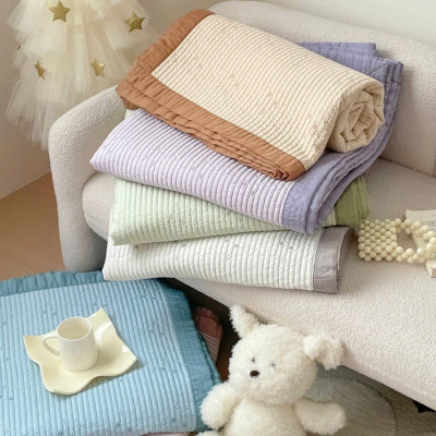 Bộ chăn chần ga gối thêu sợi tencel tự nhiên LIDACO ga phủ chần bông mềm êm decor cho phòng ngủ vintage