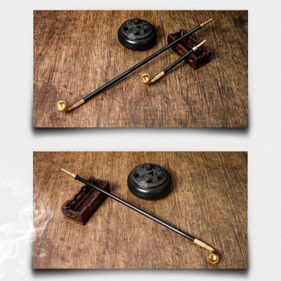 Tẩu thuốc gỗ cực đẹp kiểu dáng cổ trang dài, đầu gắn kim loại ( dài 30 -35 cm) SHOP THÀNH NHI