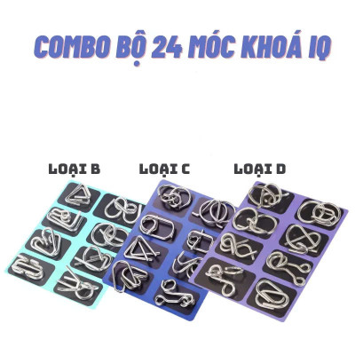 Combo 24 Móc Khóa IQ Phát Triển Trí Tuệ Cho Trẻ – Đồ Chơi Tư Duy Mở Khóa Loại Tốt Không Gỉ đèn trợ sáng