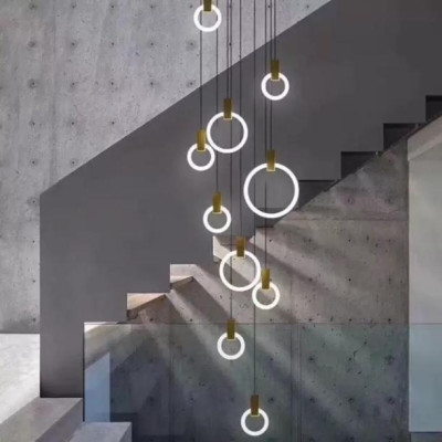 Đèn thả thông tầng hình tròn, đèn thả tô điểm lối cầu thang, đèn trang trí, đèn trần, đèn decor HTK_026 DT