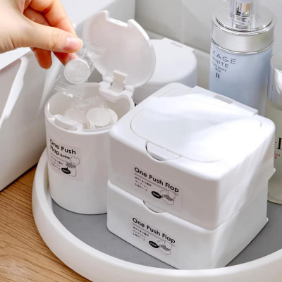 Hộp Đựng Tăm Bông Tẩy Trang Mini Storage Box Nhựa ABS Nắp Kín Tự Động Chống Ẩm Mốc