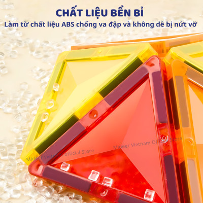 Xếp Hình Nam Châm lắp ráp Mideer Colorful Magnetic Tiles ghép hình nam châm ánh sáng