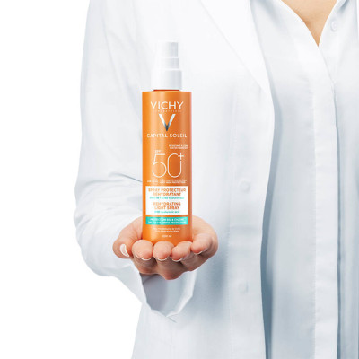 Xịt Chống Nắng Toàn Thân Lâu Trôi Vichy Capital Soleil SPF50+ 200ml (Tặng băng đô mèo xinh xắn)