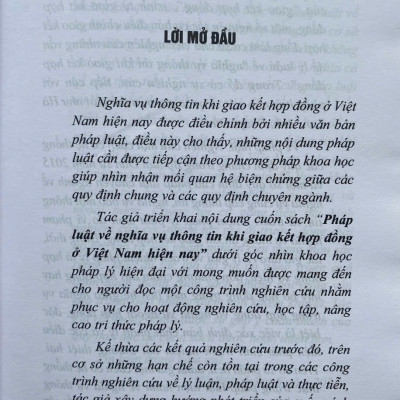 Pháp Luật Về Nghĩa Vụ Thông Tin Khi Giao Kết Hợp Đồng Ở Việt Nam Hiện Nay