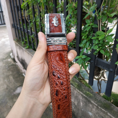 Dây Nịt Nam Cá Sấu Liền Nguyên Tấm Bản Rộng 4cm. Dây Được Đan Viền Thủ Công Rất Đẹp