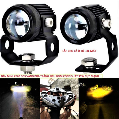 Đèn Trợ Sáng Mini Bi Cầu Mini XP60 Xe Máy - Vỏ Hợp Kim M3MINI, Chip LED Loại Tốt Hàng Cao cấp