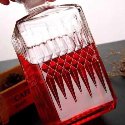 Chai Thủy Tinh Đựng Rượu 1 Lít (combo 2 cái) mẫu vuông mắt dứa và vuông lá cọ - Vỏ Chai Rượu Đẹp 1000ML – Bình Đựng Rượu cao cấp (A1,A6)