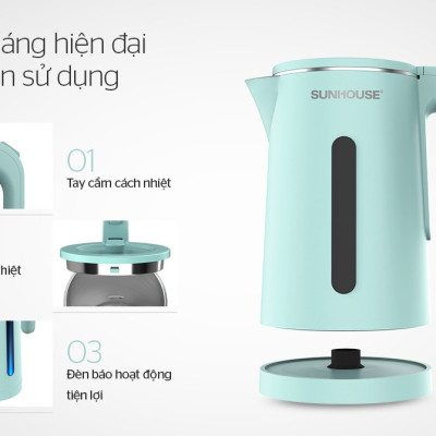 ẤM SIÊU TỐC INOX 2 LỚP 1.8L SUNHOUSE SHD1351 - Hàng chính hãng