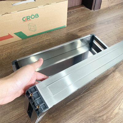 Giá gia vị tủ bếp dưới inox hộp hàng chính hãng Grob sang trọng hiện đại
