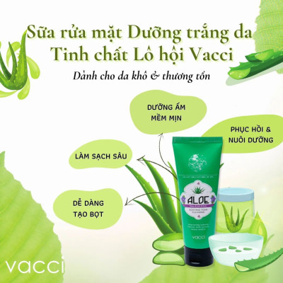Sữa Rửa Mặt VACCI Tinh Chất Lô Hội 180ml - Làm Sạch Da - Cấp Ẩm - Giảm Tình Trạng Mụn Cám - Mụn Đầu Đen
