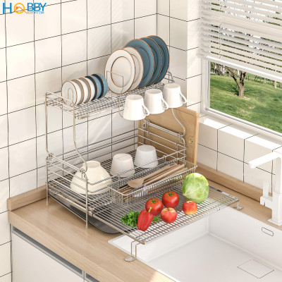 Kệ chén 2 tầng đa năng co giãn inox 304 cao cấp Hobby home decor KC5
