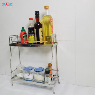 Kệ gia vị 2 tầng inox 304 Tín Thành Phát – Đựng chai lọ, đồ dùng bếp gọn gàng, bền đẹp