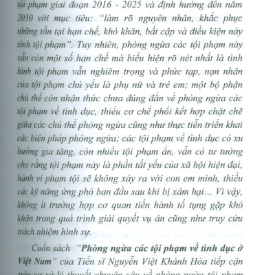 Phòng Ngừa Các Tội Phạm Về Tình Dục Ở Việt Nam (Sách chuyên khảo) 
