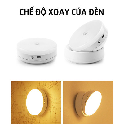 Đèn LED cảm ứng, cảm biến thông minh không dây, Pin sạc, nhận diện người có nam châm gắn tường xoay 360 độ làm đèn học, cho phòng ngủ, nhà vệ sinh, cho tủ quần áo, cầu thang, ban công, hành lang - MH2011