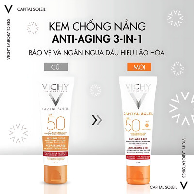 Kem Chống Nắng Bảo Vệ, Giảm Lão Hóa Vichy Capital Soleil 3in1 Anti-Aging SPF50 50ml