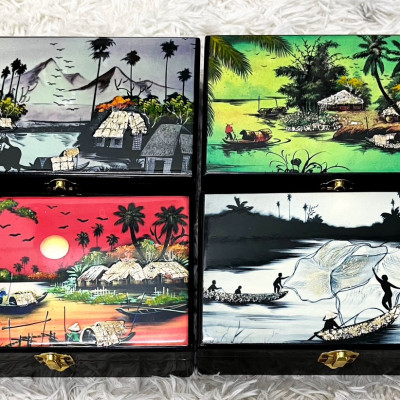 Hộp nữ trang Sơn Mài Cao Cấp 12x20x6 cm đựng đồ trang sức, vật dụng nhỏ xinh, trang trí, quà tặng ý nghĩa