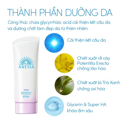 Gel Chống Nắng Anessa Dưỡng Sáng Nâng Tông & Hiệu Chỉnh Sắc Da Brightening UV SPF50+ PA++++ 90g