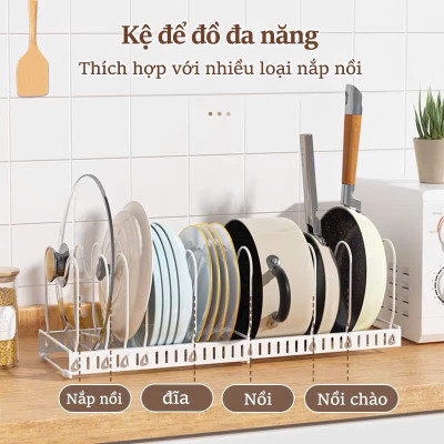 Kệ Để Nồi Chảo Đa Năng - Giá Úp Nồi Điều Chỉnh Độ Dài, Tiết Kiệm Không Gian, Kệ Nhà Bếp - HÀNG CHÍNH HÃNG MINIIN
