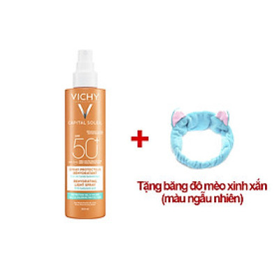 Xịt Chống Nắng Toàn Thân Lâu Trôi Vichy Capital Soleil SPF50+ 200ml (Tặng băng đô mèo xinh xắn)