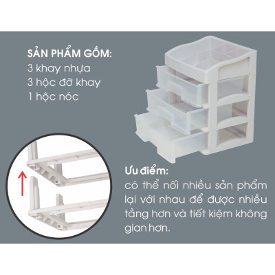 Kệ đựng mỹ phẩm, đồ trang điểm nhựa 4 tầng trong suốt kích thước 27x24x16 cm