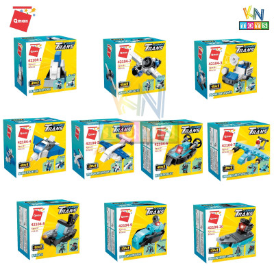 Đồ chơi lắp ráp, xếp hình Qman 10 in 1 (Combo 10 hộp) – mô hình xe, máy bay, thú, khủng long