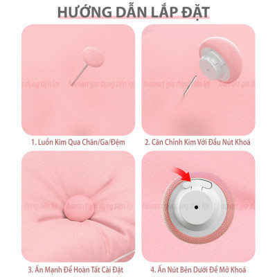 SET 4 Kẹp Cố Định Ga Giường Vỏ Chăn Gối Đệm Vải Cotton Đầu Nấm Kim Thép Khoá Ghim Chống Trượt Nệm