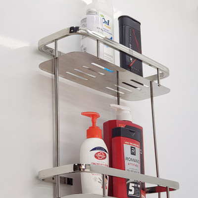 Kệ tường đôi phòng tắm Inox SUS 304 Eurolife EL-KT10 (Trắng Bạc)