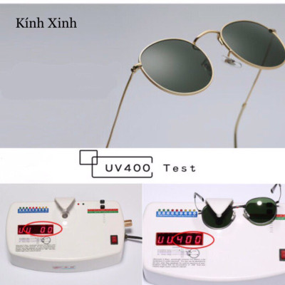 Kính râm Mắt Tròn Nhỏ Round Metal Tròng Thủy Tinh Chống Nắng UV