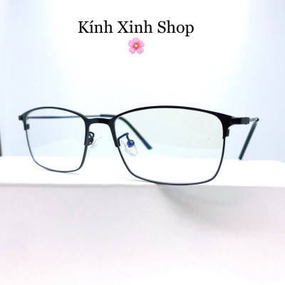 Kính mắt vuông kim loại Korea tăm mảnh tròng chống ánh sáng xanh uv (Nhiều màu)