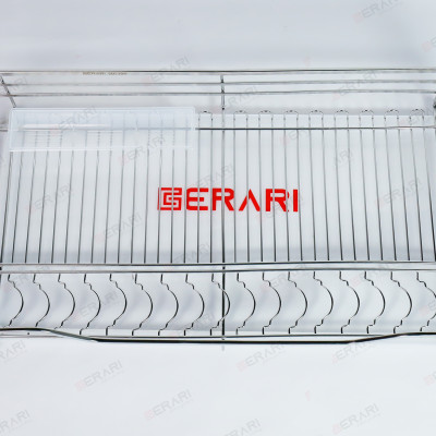 Giá đựng xoong nồi bát đĩa 1 tầng bằng inox (Kệ xoong nồi nan dẹt Gerari chất liệu Inox 304 bóng mờ cao cấp)