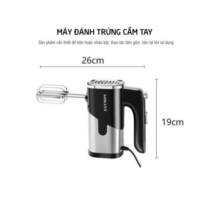 Máy Đánh Trứng Sokany SK-6621 Công Suất 800W, 5 Cấp Độ - Tặng 4 Que Đánh Trứng, Làm Bánh Inox 304 - HÀNG CHÍNH HÃNG - DELIYA