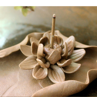 Đĩa đốt trầm đắp sen nổi nghệ thuật Vintage