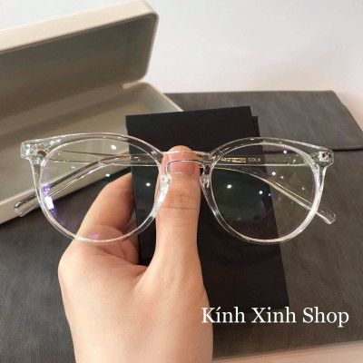 Kính Mắt Tròn Nhỏ Nhựa Dẻo Trắng Trong Suốt Chống Ánh Sáng Xanh, Chống Tia Bức Xạ Cho Nam và Nữ