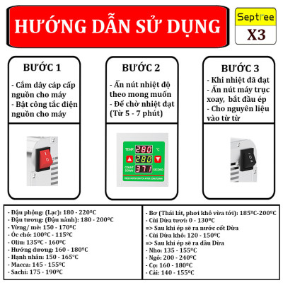 Máy ép dầu ăn thực vật dùng trong gia đình thương hiệu Mỹ cao cấp Septree X3 - Công suất 800W - Hàng nhập khẩu