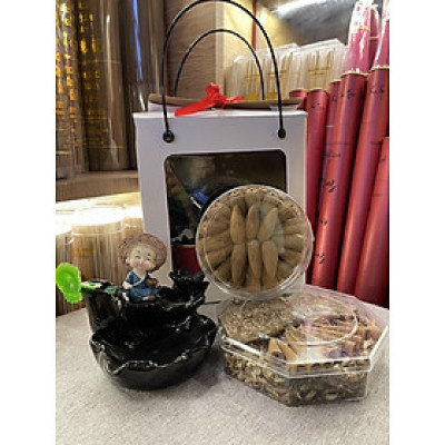 Bộ combo giỏ quà trầm hương xông nhà cửa ngày tết