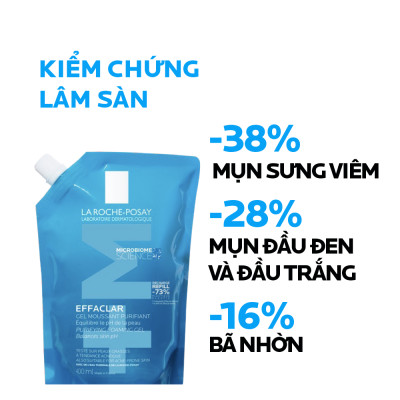 Gel rửa mặt cho da dầu nhạy cảm La Roche-Posay Effaclar Foaming Gel 400ml (Túi refill)