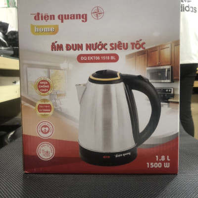 Ấm đun nước siêu tốc Điện Quang ĐQ EKT06 1518 BL (1500W, 1.8L, inox 201, nhựa PP màu đen) - Hàng chính hãng