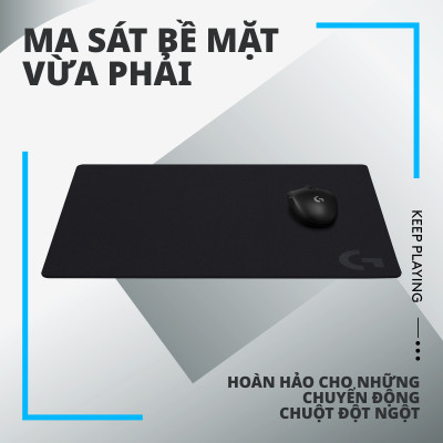 Bàn di chuột game Logitech G640 (Size L) tấm lót chuột chơi game bằng vải, tối ưu cho chơi game, ma sát, chống trượt kích thước 460 x 400 x 3 mm (dài x rộng x dày) - Hàng Chính Hãng