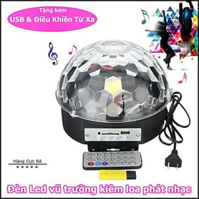 Đèn quả cầu xoay pha lê cảm biến nhạc - Đèn led quả cầu xoay nháy theo nhac mp3 có điều khiển kết nối Bluetooth