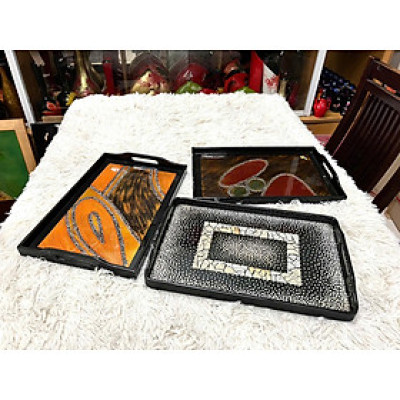 Khay sơn mài cao cấp - Mã KC24 size 38 x 24.7 x 2.5 cm khảm trứng, xà cừ đẹp mắt, sang trọng,..