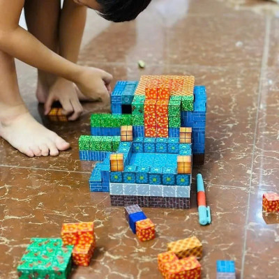 Combo 50 Khối Minecraft Nam Châm, Đồ Chơi Lắp Ráp Có Từ Tính Mô Hình Xây Dựng Cho Bé Sáng Tạo, Đồ Chơi Trẻ Em TẶNG 2 NHÂN VẬT