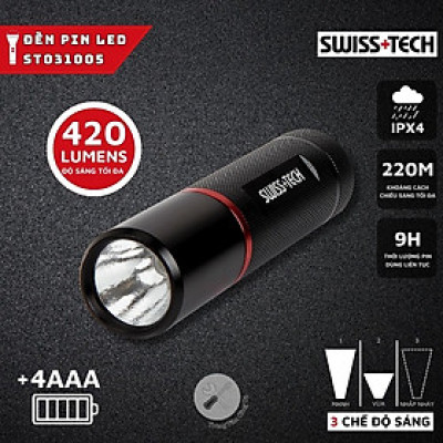 Đèn Pin LED Cao Cấp 420 Lumen SWISS+TECH ST031005 - Hàng chính hãng