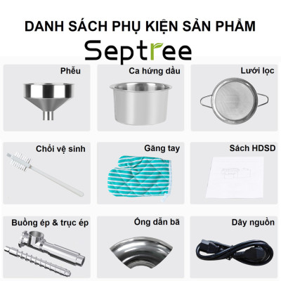 Máy ép dầu ăn thực vật chuyên nghiệp nâng cấp hoàn toàn mới thương hiệu Mỹ cao cấp Septree X10 - Hàng chính hãng (BH 1 NĂM)