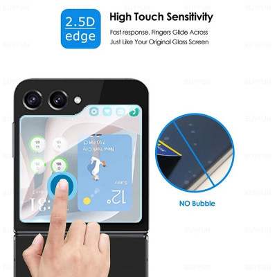 Dán kính cường lực màn hình trước / phụ cho Samsung Galaxy Z Flip 6 / Flip 5 5G hiệu HOTCASE Kuzoom 3D - Phủ Nano, Vát cạnh 2.5D, độ trong suốt HD - Hàng nhập khẩu