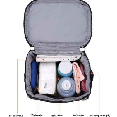 Túi treo xe đẩy, xe nôi có ngăn đựng điện thoại cảm ứng TPU trong suốt chống thấm cao cấp A08, hàng chính hãng