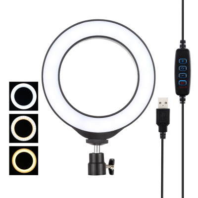 Bộ đèn livestream mini 3 chế độ 16cm có giá đỡ 3 chân xoay 360 độ PaKaSa- Hàng chính hãng