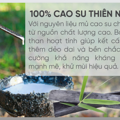 Nệm cao su thiên nhiên than hoạt tính Tatana Cool Grey, Kháng khuẩn khử mùi, nâng đỡ cơ thể, hỗ trợ giảm đau cột sống - Bảo hành 10 năm .