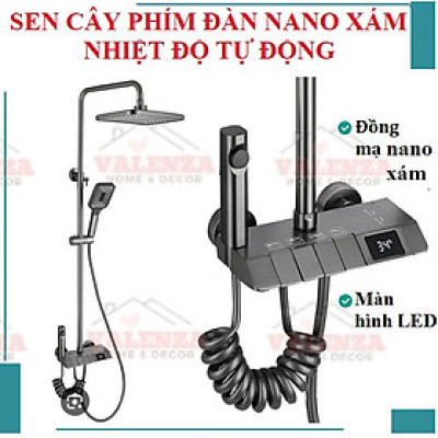 (Tặng ống nối cây sen) Sen cây phím đàn đồng mạ nano xám màn hình hiển thị nhiệt độ tự động kèm xịt vệ sinh